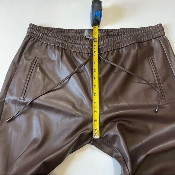 Anthropologie Faux Leather Brown Drawstring Pant XL - Picture 5 of 11
